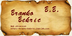 Branko Bekrić vizit kartica